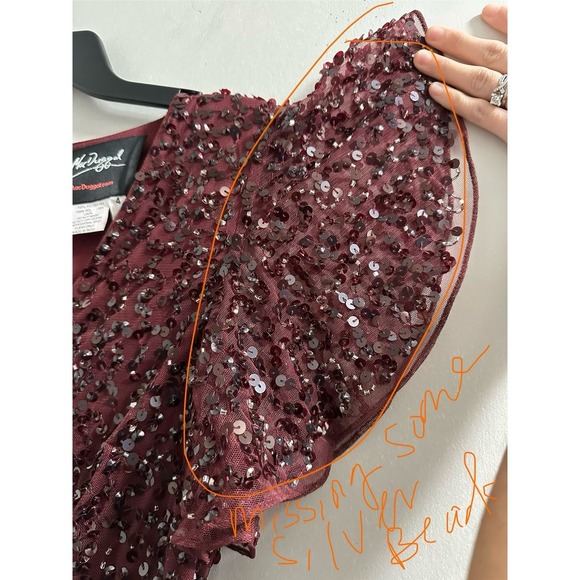 Elegant Burgundy Sequin Dress - Picture 5 of 16
